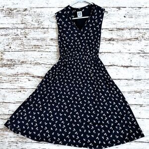 Anne Klein Black/Blush Floral Midi Dress with Pockets